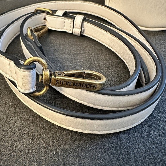 Steve Madden Mini Satchel Bag White Quilted Bow Top Handle Crossbody Purse Hand - Picture 7 of 13